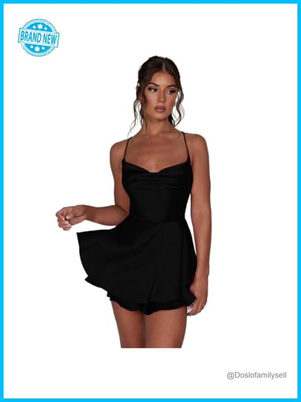 Satin Spaghetti Strap Backless Mini Dress Sleeveless Club Party Romper